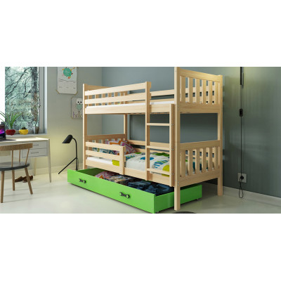Poschodová posteľ Carino so zásuvkou 160x80 prírodná zelená